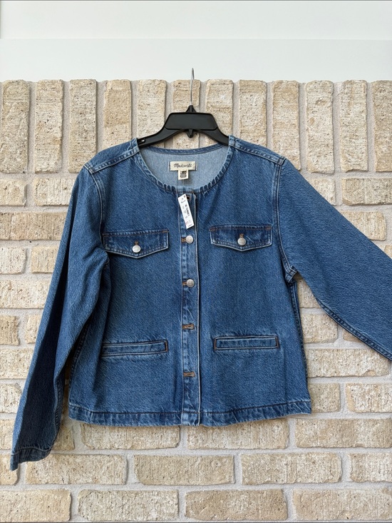 Madewell Jackets & Blazers - Madewell Dark Blue Crewneck Denim Jacket
